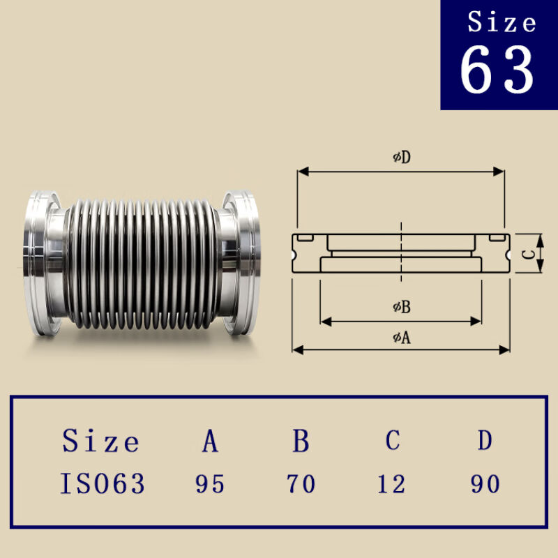ISO高真空柔性波纹管软接304不锈钢63成型80伸缩100检漏160弹性K