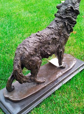 啸狼动物铜雕塑工艺礼品摆饰酒店宾馆花园草坪庭院摆件家居饰品商