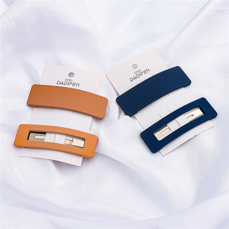 2Pcs/Lot Simple Frost Candy Color Hairpins Women Barrette He