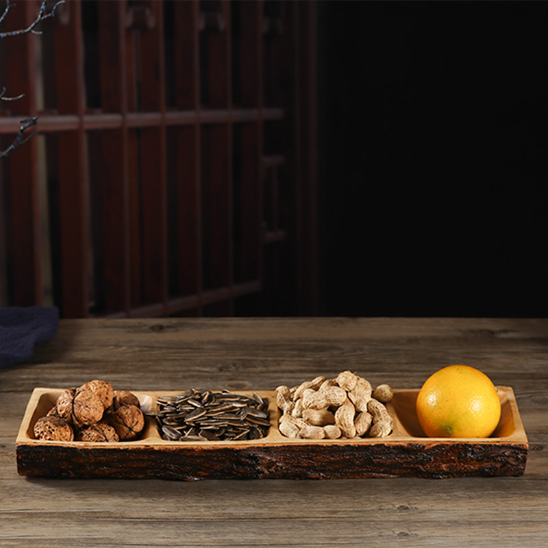 泰国进口芒果木水果盘实木干果盘创意点心盘东南亚家居摆件装饰盘