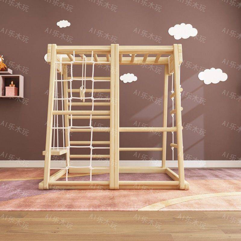 攀爬架小型室内儿童滑梯室内宝宝攀爬架家用小型秋千组合婴儿实木