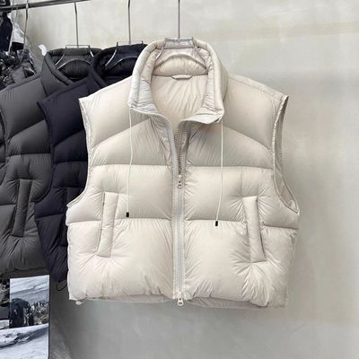 2025秋冬新款高端泡芙90白鸭绒羽绒服女短款立领马甲百搭平湖批发