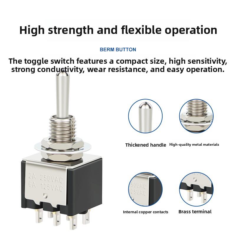 Mts-102/103/202/203二档和三档按钮摇头摇杆电源开关6mm拨动开关