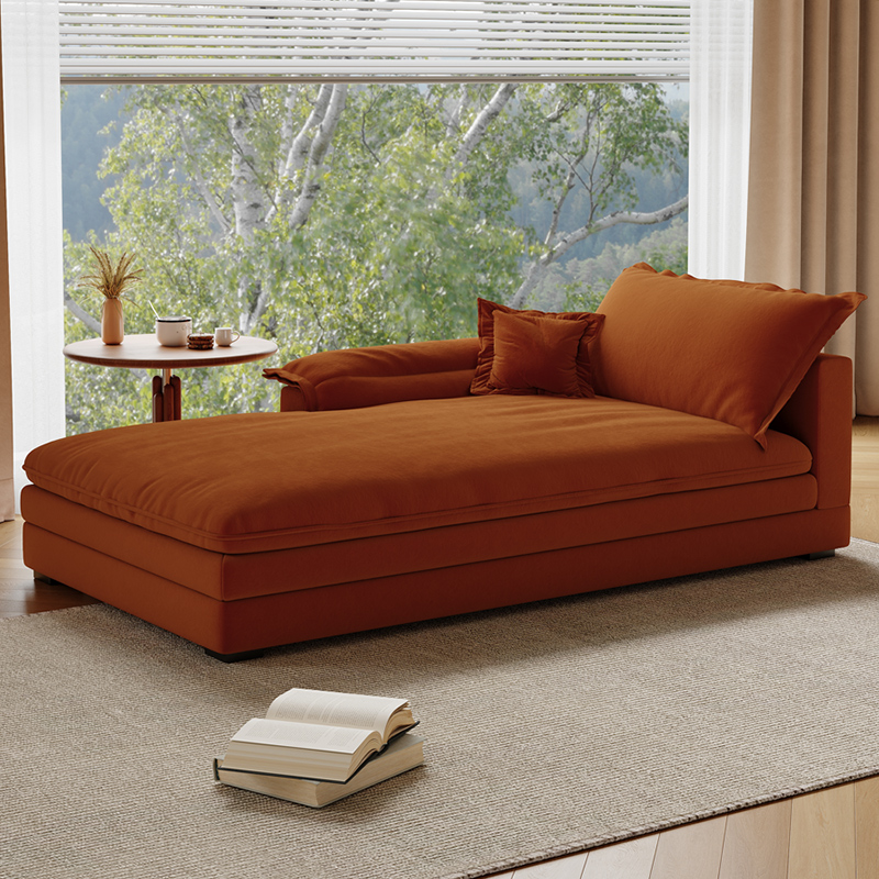 法式奶油风客厅贵妃沙发猫抓布