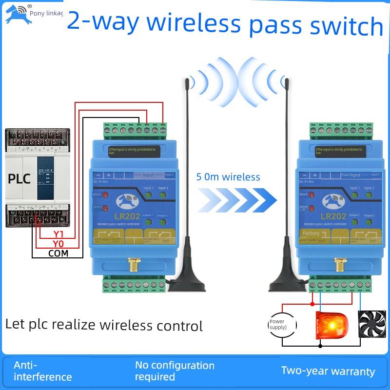 开关量无线传输模块两路远程PLC控制器io同步对传遥控信号接收器