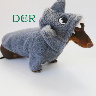 狗和猫宠物衣服冬季羊毛衬里到Heattech和可爱的鲨鱼宝宝外套比雄