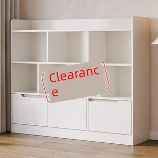 简易落地式书架书柜家庭客厅小公寓储物架集成门多层储物架低柜