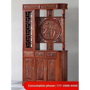 双面隔断入口柜榆木入口客厅隔断家居一体鞋柜新型中式实木屏风