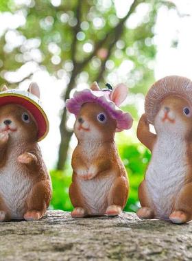 模拟卡通动物树脂兔饰品田园庭院落地展示创意手工桌面阳台装饰