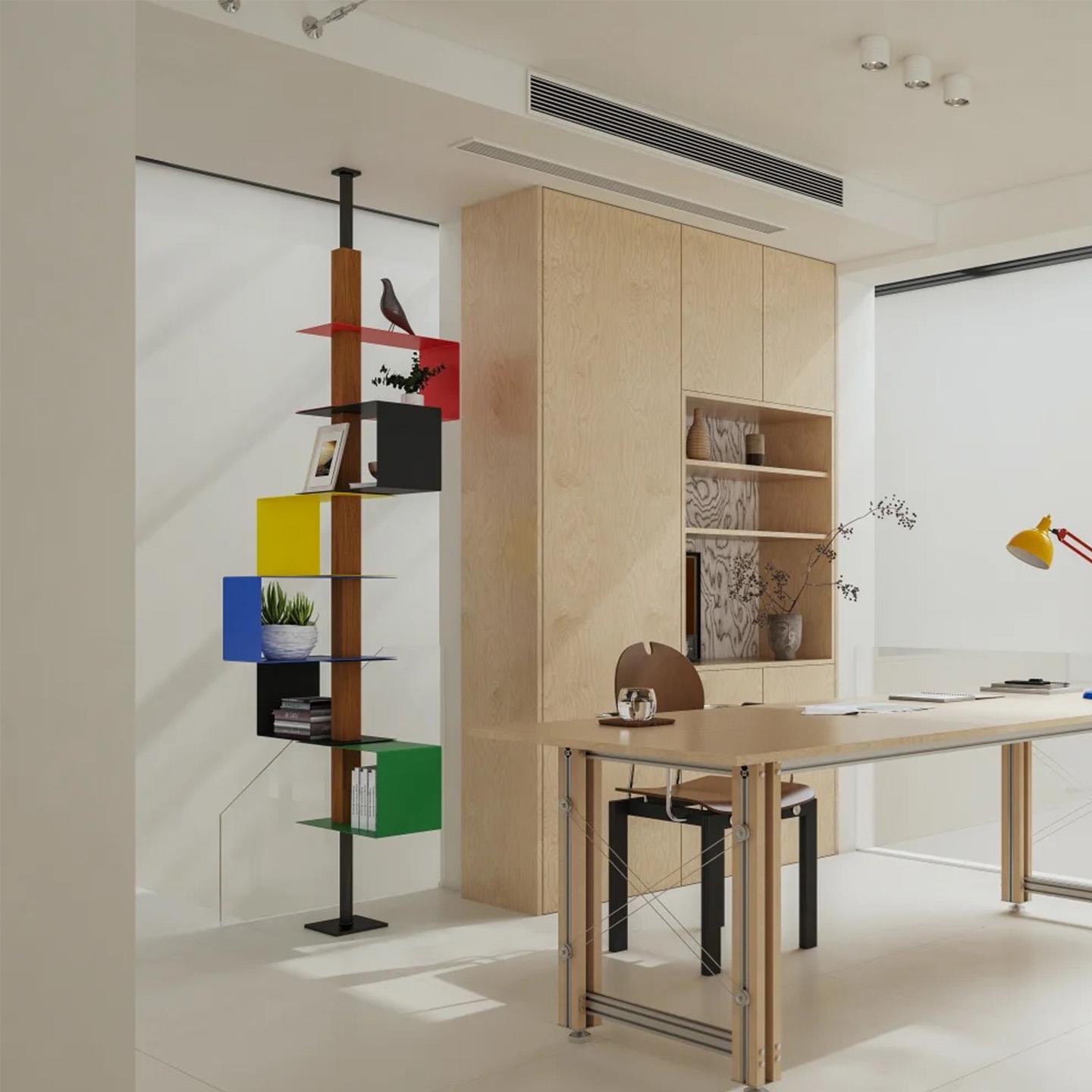 意式旋转书架极简置物架顶天立地展示架隔断玄关屏障装饰设计定制