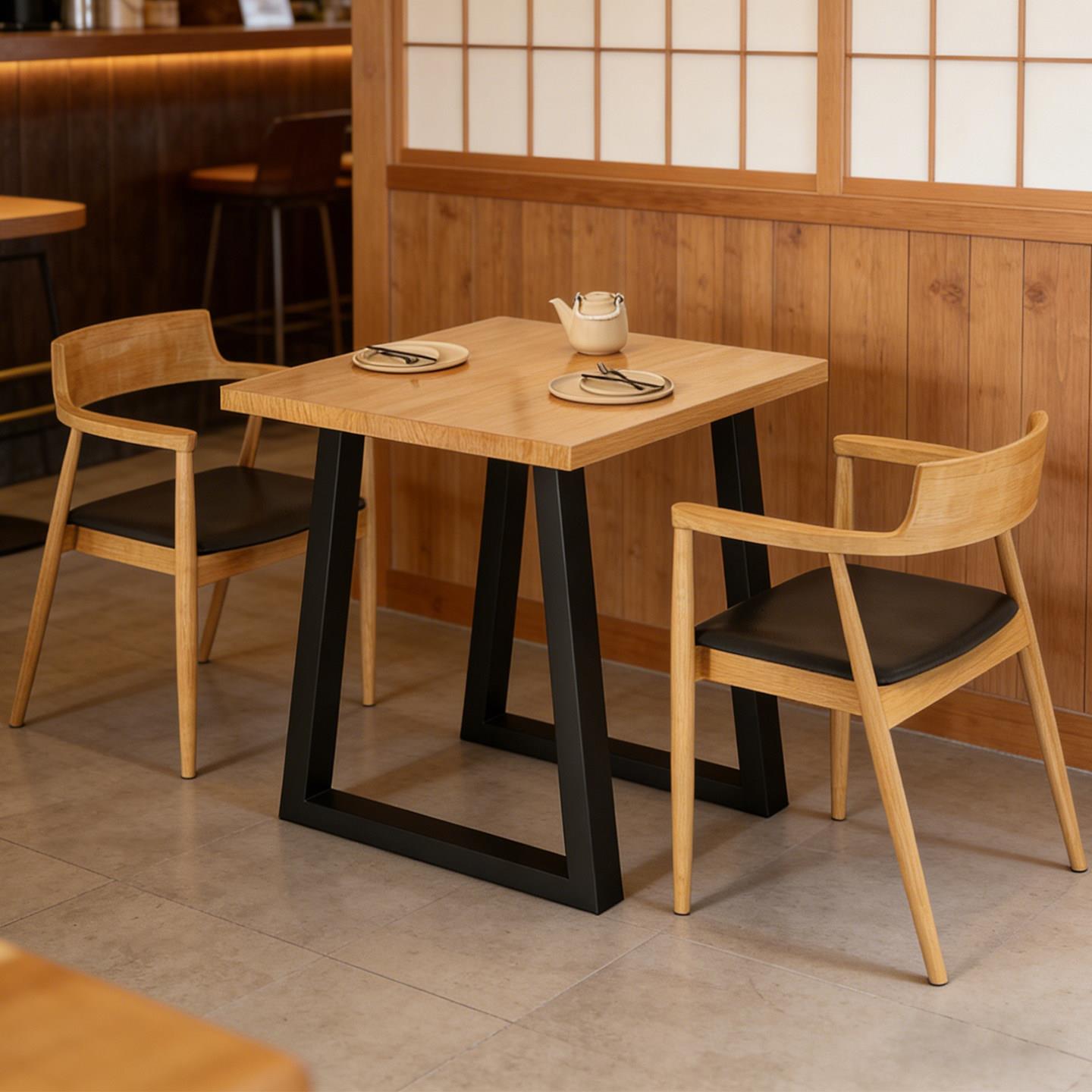餐厅饭店实木铁艺小方桌奶茶咖啡店餐桌子小吃店清吧桌椅组合1007