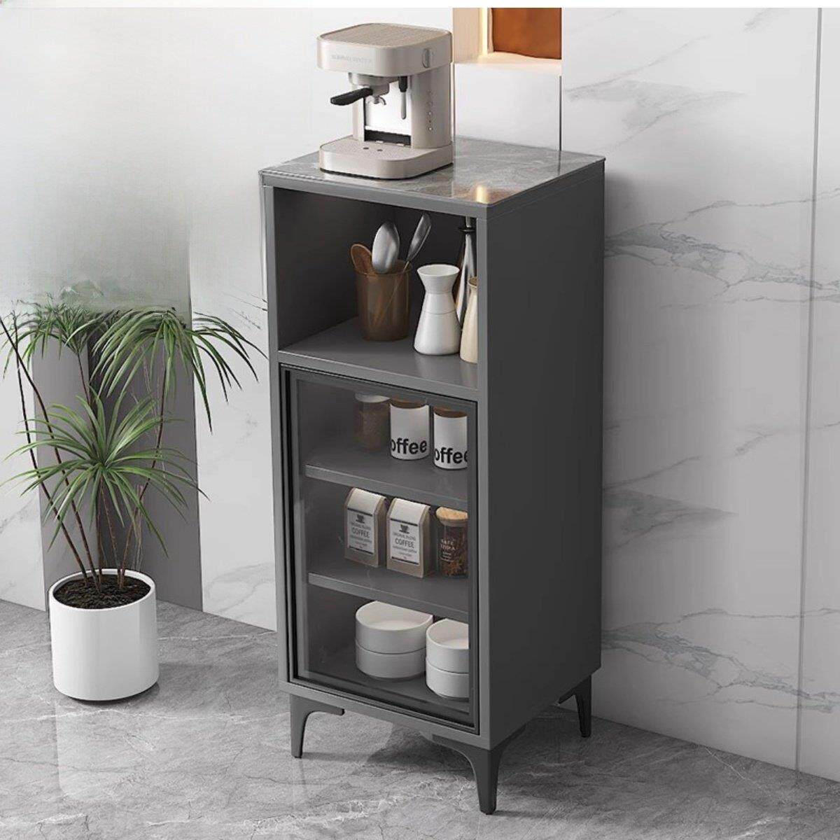 岩板茶水柜客厅厨房办公室茶吧机直饮机边柜咖啡机摆放台单门柜子