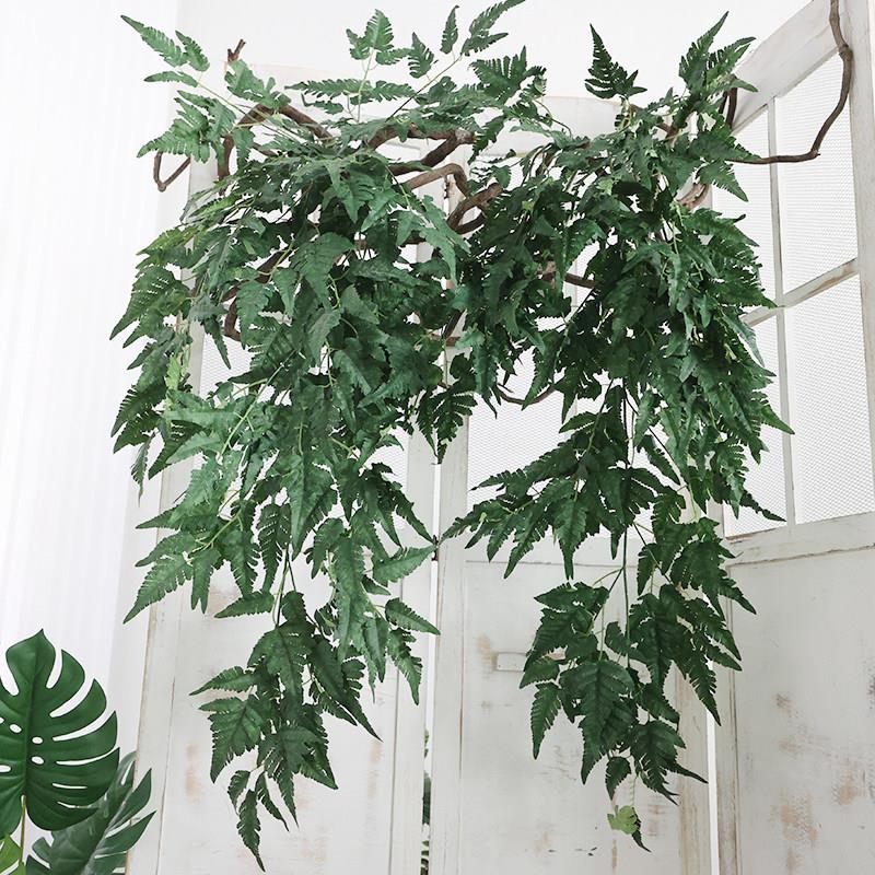 仿真深绿色大波斯壁挂空中吊饰假绿叶悬挂植物橱窗天花板垂吊挂饰