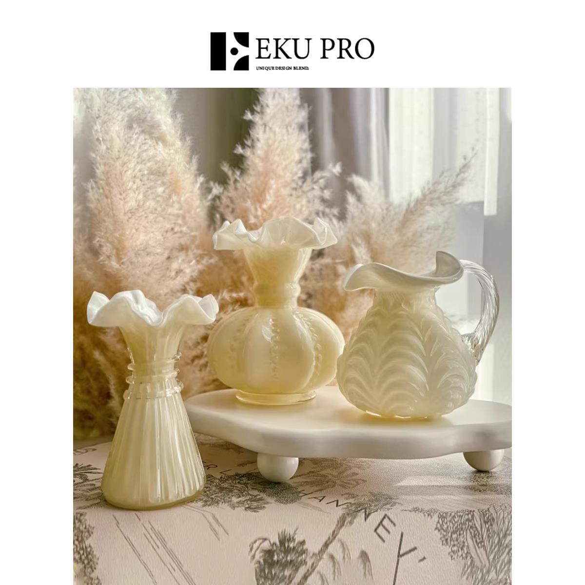 EKU PRO·裙摆·法式玻璃花瓶中古亮瓷玉感芬顿家居摆件 |Hemline