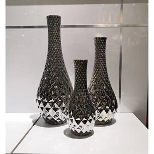 创意电镀花瓶银色镜面不锈钢质感家居装饰品摆件客厅餐桌轻奢花器