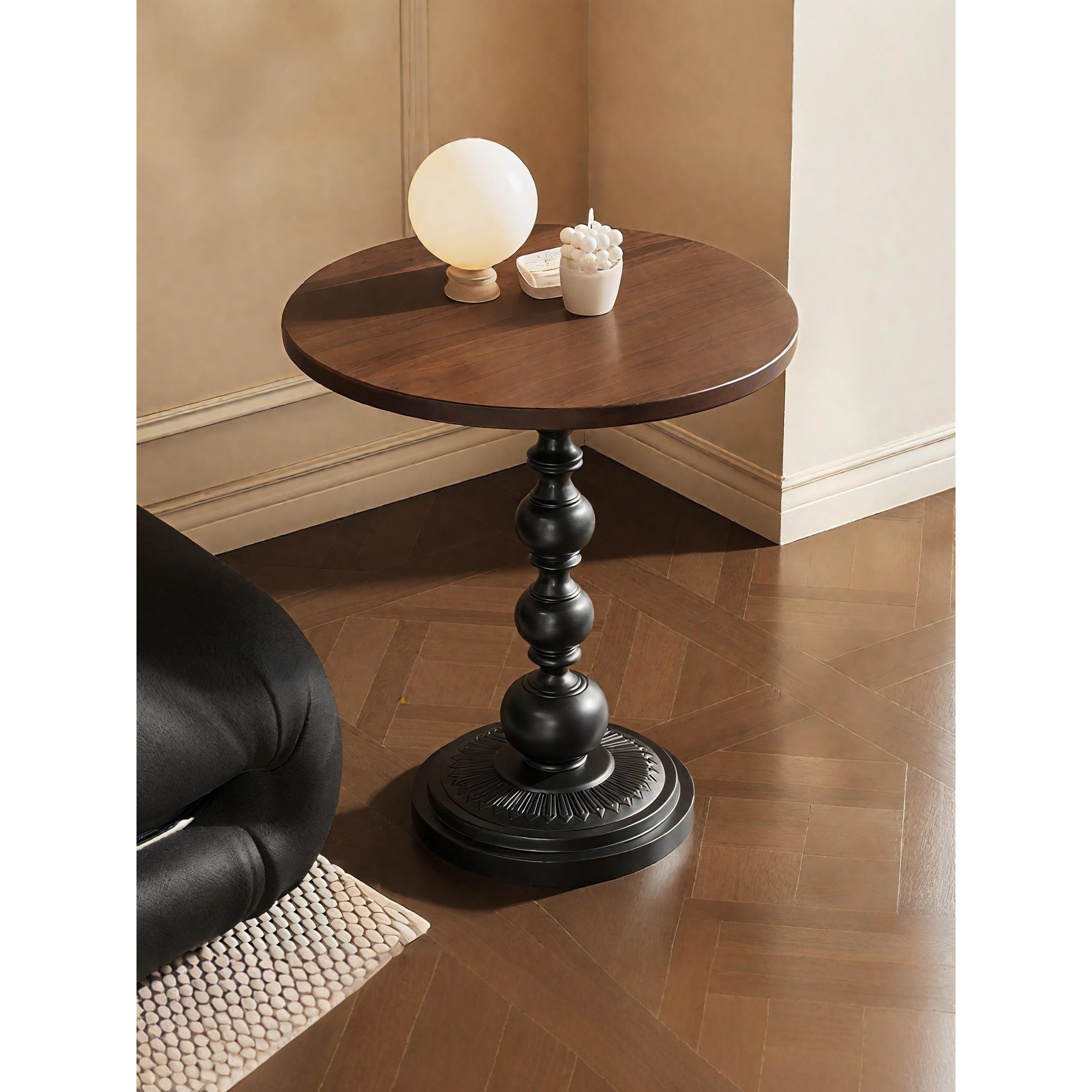 圆形小茶几桌子复古小户型角几阳台休闲中古法式沙发旁边几小圆桌