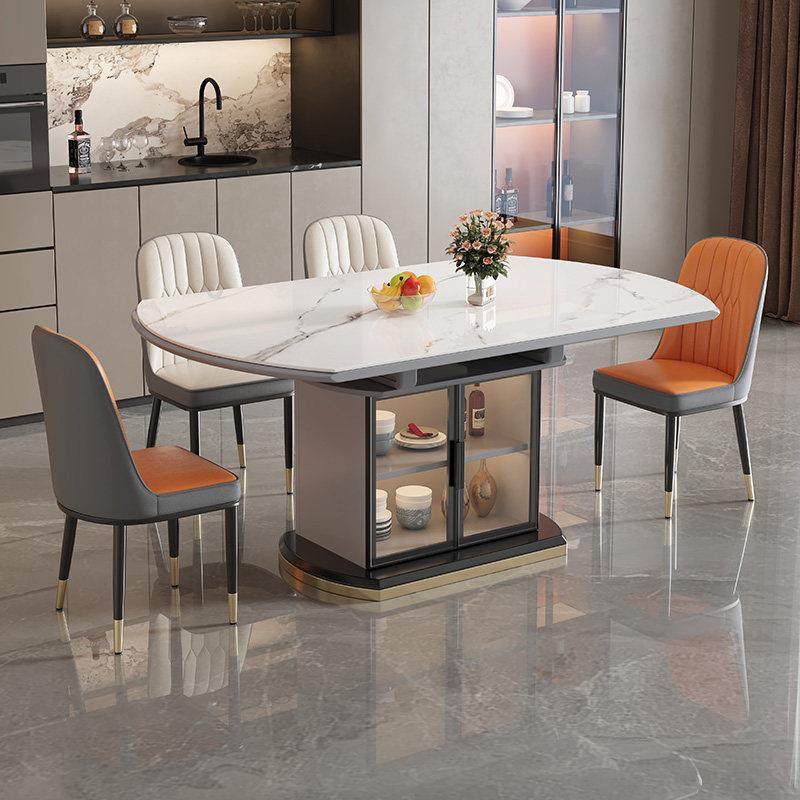 岩板伸缩餐桌椅现代简约轻奢小户型家用多功能折叠饭桌子2025新款