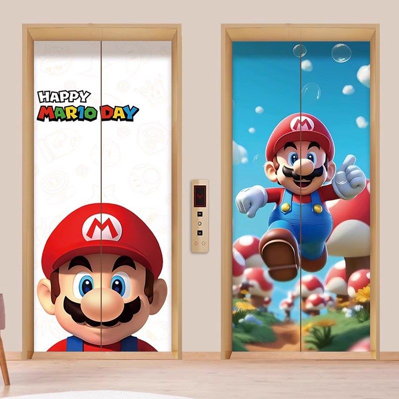 快速发货创意马里奥入户电梯门贴纸商场电影院家用卡W通壁纸画高,家居饰品,门贴,淘宝优惠券,粉丝福利购,淘宝优惠卷