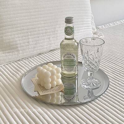 快速发货ains风镜面香薰蜡烛托盘 北欧轻奢不锈钢金属置物盘子首