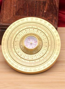 黄铜指南针多圈旋转罗盘摆件纯铜手把件多圈可旋转解压罗盘