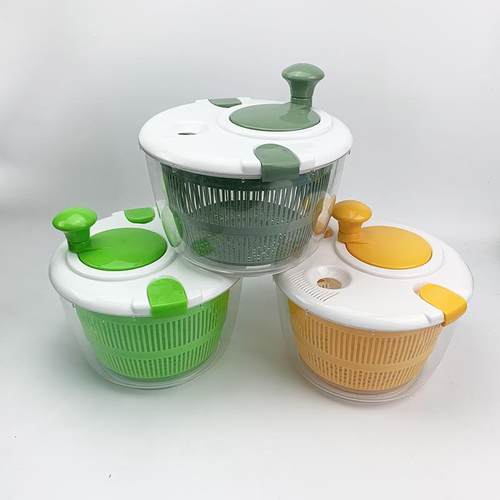 沙拉旋转器5L 带洗菜篮家用水果脱水机厨房手动沙拉清洗机脱水器