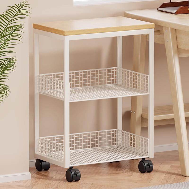 打印机置物架办公桌收纳架子桌边放置柜落地可移动带轮书架小推车