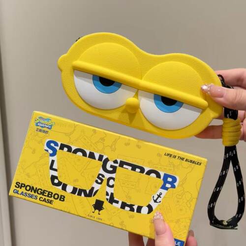 海绵宝宝眼镜盒便携女太阳眼镜墨镜袋保护防压可爱眼镜收纳包挂件