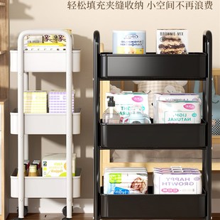 小推车置物架家用零食落地多层客厅收纳书架移动厨房果蔬菜篮架子