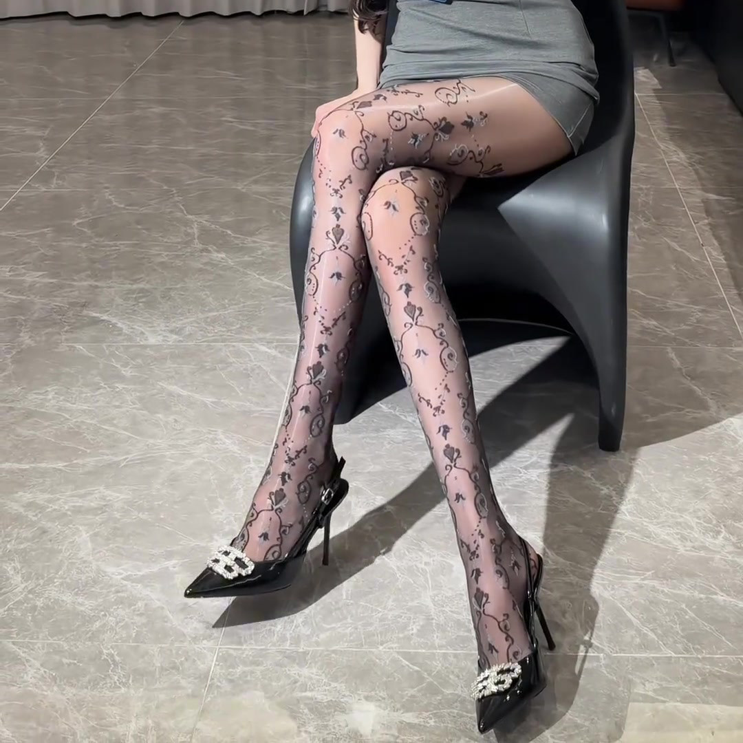 性感风蕾丝花纹连裤袜女薄款透气显瘦美腿丝袜显瘦丝袜设计感百搭