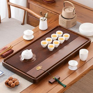 茶盘家用实木简约新款 长方形茶海泡茶台 客厅功夫茶具套装 排水中式