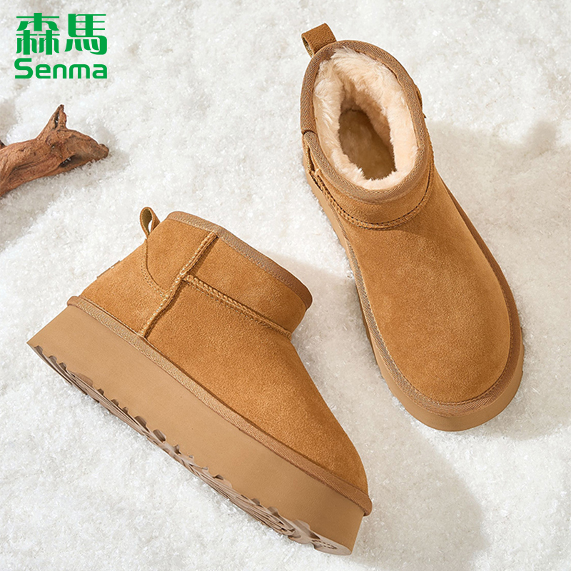 森马加绒雪地靴女款2025冬季新款