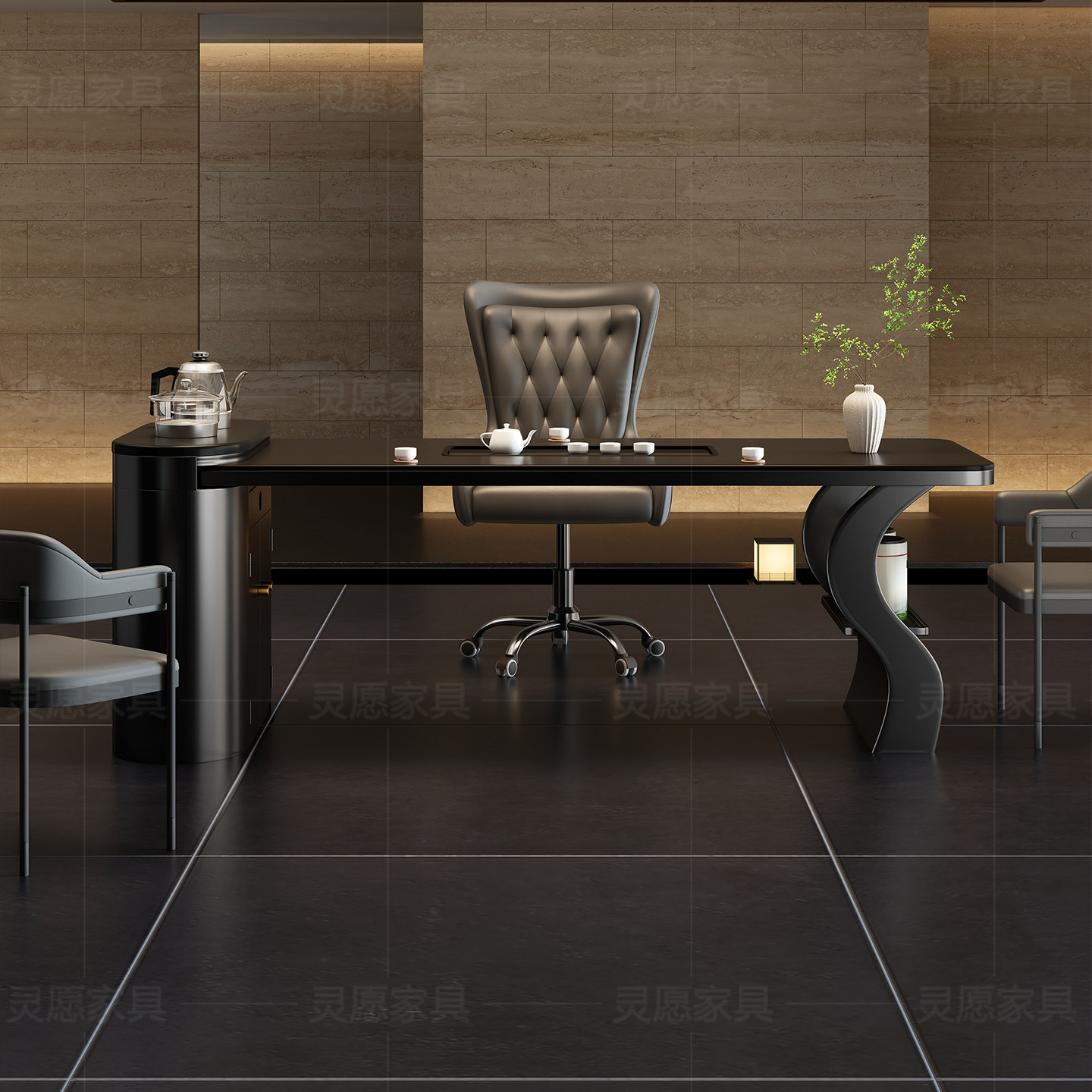 轻奢风岩板茶桌椅组合轻奢现代高端茶台办公一体洽谈接待泡茶桌,住宅家具,家用茶台/茶桌,淘宝优惠券,粉丝福利购,淘宝优惠卷