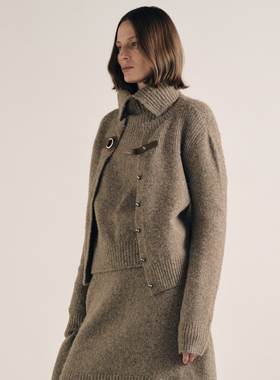 ATELIO·羊毛混纺软糯蓬松气质圆领针织开衫