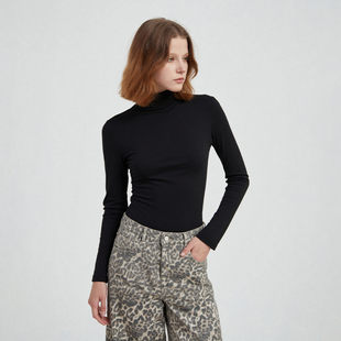 Petit 秋冬 Bari简约软糯天丝羊毛高领打底上衣女