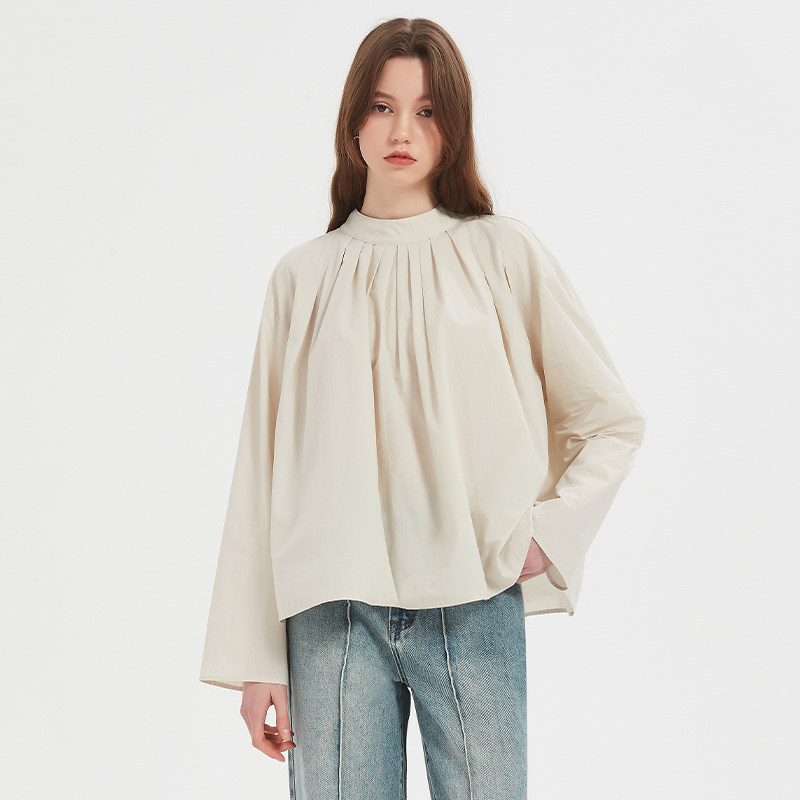 Petit Bari 简约小立领褶皱长袖衬衫,女装/女士精品,衬衫,淘宝优惠券,粉丝福利购,淘宝优惠卷