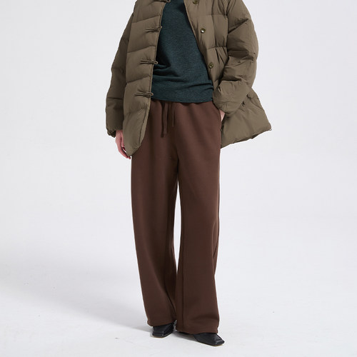 PB简约温暖松紧腰镰刀型长裤