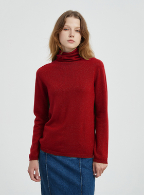 Petit Bari高级奢华细闪堆堆领绵羊毛针织衫女 多色保暖上衣秋冬