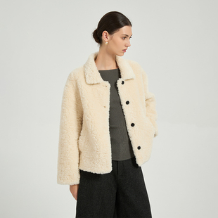 短款 外套女 翻领设计显瘦显高 Bari慵懒柔软羊羔绒翻领短款 Petit