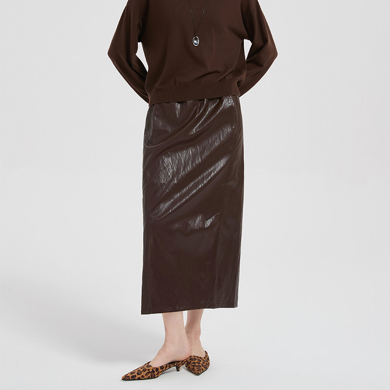 Petit Bari时髦油蜡肌理开衩皮裙半身裙,女装/女士精品,半身裙,淘宝优惠券,粉丝福利购,淘宝优惠卷