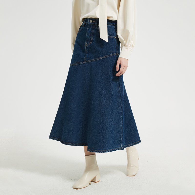 女士显瘦高腰牛仔半身鱼尾裙