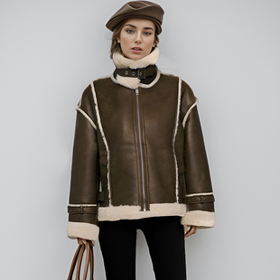 皮毛一体机车夹克 率性短款 Petit Bari