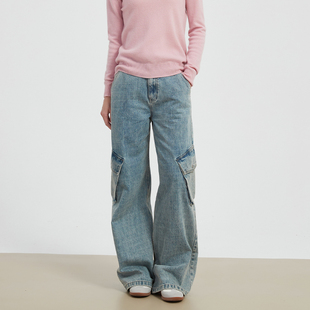 Bari复古水洗工装 直筒垂感长裤 牛仔裤 大口袋宽松阔腿 女 Petit