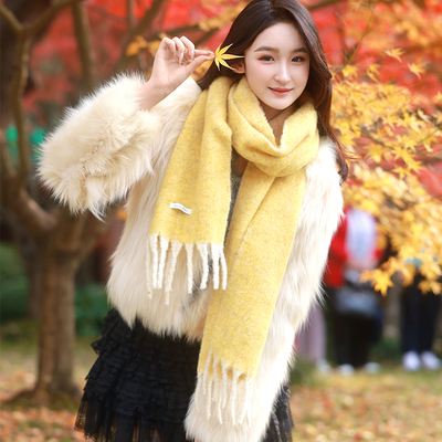 PetitBari羊毛混纺彩纱围巾女