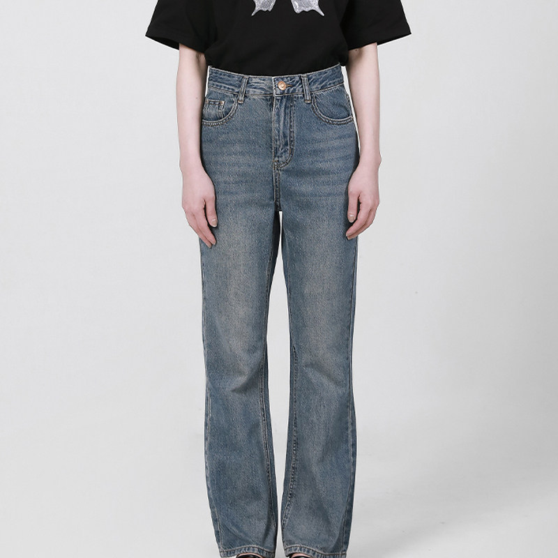 Petit Bari 街头风微喇牛仔裤 深浅色自然腰四季通用时尚潮流