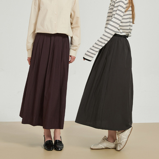 Petit 大裙摆遮胯藏肉 Bari简约高阶裥褶大摆A字半身裙伞裙女