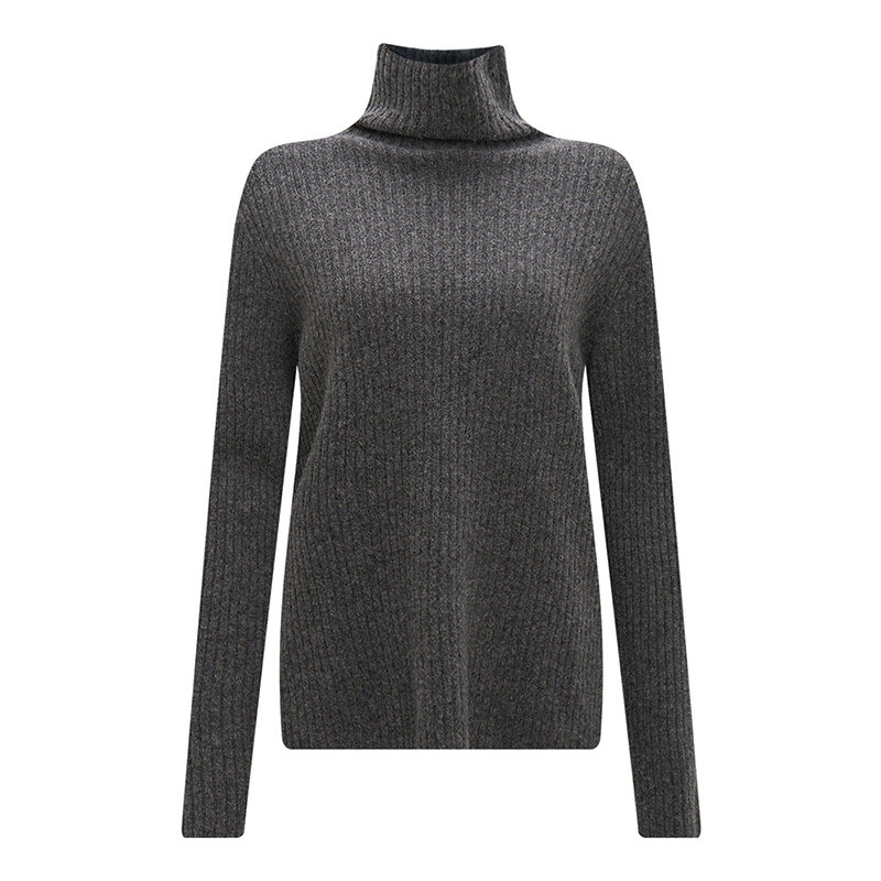 Petit Bari一体成型堆堆领针织毛衣女 秋冬保暖柔软纯羊毛毛衣