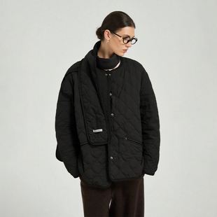 女 Petit 附围巾 廓型羽绒外套 秋冬 Bari简约轻便菱格薄款