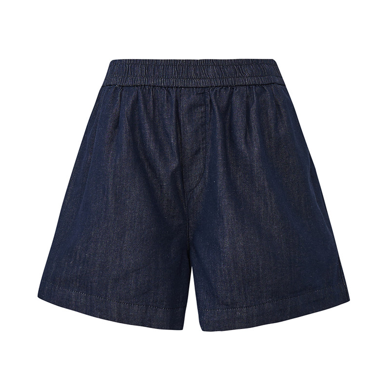 Petit Bari女士松弛舒适亚麻松紧牛仔短裤 水洗工艺柔软亲