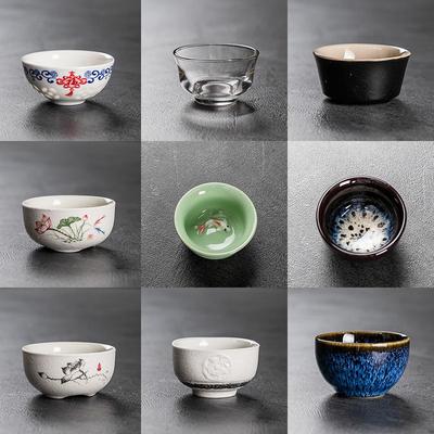 功夫小茶杯陶瓷茶杯套装家用茶碗品茗杯单茶具紫砂斗笠主人杯青瓷