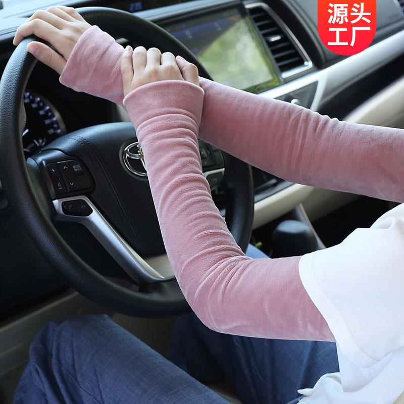 厂家直销冬季加厚加绒保暖袖套男女长款高弹防寒手臂胳膊套袖